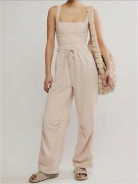Free People FP Movement Inbound Jumpsuit One Piece Pink Small Boho Festival